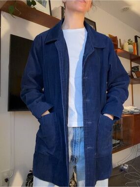 Vintage Navy Blue Corduroy Utility Jacket